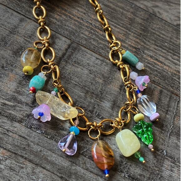 NEW Funky Glass Chunky Charm Necklace - Picture 2 of 16